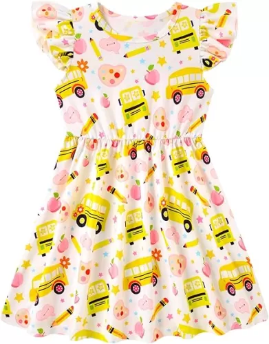 RAISEVERN Back to School Dresses for Girls Sleeveless Ruffle Sundress Outfits