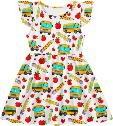 RAISEVERN Toddler Girls Dress Summer Ruffle Flutter Sleeve Dresses for Kids 2-7T