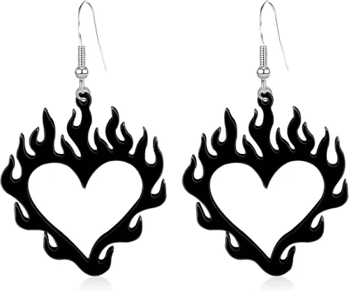Red Light weight Halloween Acrylic Vavhoo Flame Heart Dangle Earrings Unique Charm Hollow Out Flame Love Heart Earrings for Women Friends Jewelry Gifts Punk
