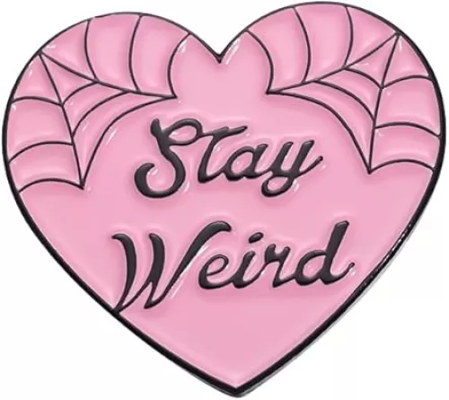ROFARSO Love Heart Enamel Lapel Pin Set “Stay Weird” Letter Pin, Accessory for Backpacks Clothing Bags Hats Shirts