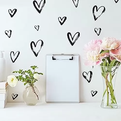 RoomMates RMK4884SCS Black Sketchy Hearts Peel and Stick Wall Decals