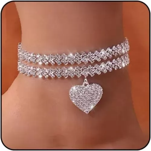 Silver Women's Anklets: Waterproof Cross Heart & Butterfly Designs - Large & Plus Size Ankle Bracelets for Big Ankles - Beach Summer Foot Jewelry
