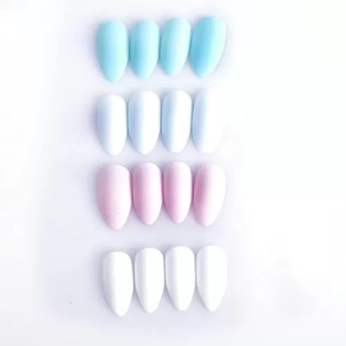 SIUSIO 96Pcs Colorful Acrylic Fake Nails Press on Colorful Full Cover Matte Top Coat Nail for Salons and DIY Covered Gel False Nails Art Tips Sets Medium Stiletto for Women and Girls（Skylike Blue）