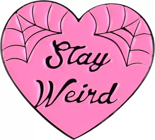 Stay Weird Heart With Spiderweb Pin Brooch, Weird But Cute Enamel Pin, Weirdo Gift For Emo Girl Alt Girl, Spooky Cute Lapel Badge, Pastel Goth Brooches, Witchy Heart Decorative Jewelry Accessories For Backpack Jacket Hat