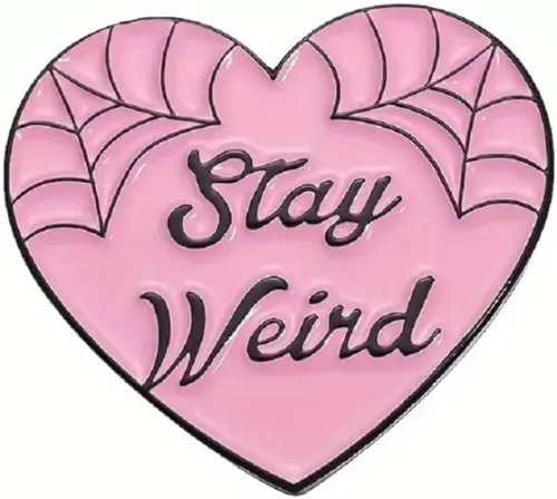 Stay Weird Webs Heart Enamel Pin