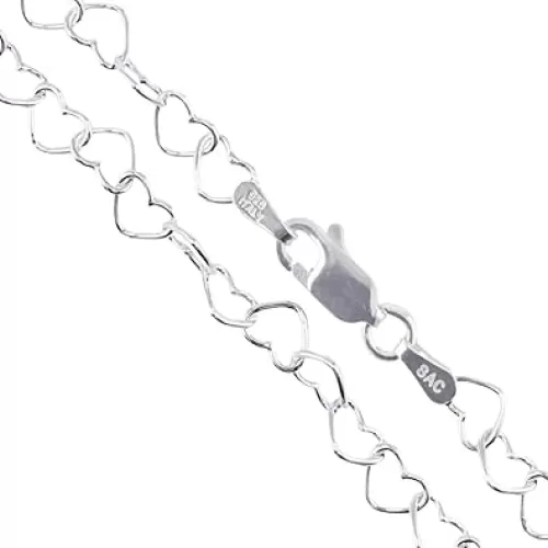 Sterling Silver Italian Love Heart Chain Solid 925 Italy Infinity Promise Necklace