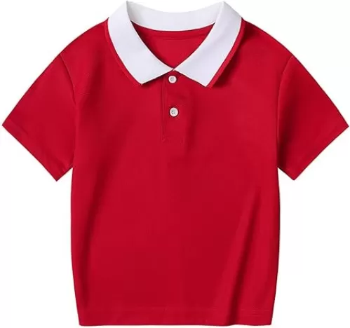 Summer Tops for Teens Cute Collared Short Sleeve T-Shirts Boys Girls Loose Casual Basic Tennis Tees for 2-12 Years