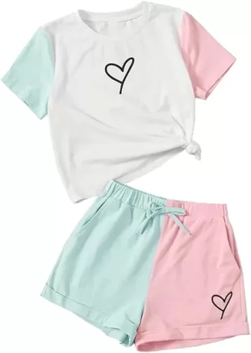 Toddler Kids Girl Clothes Floral Letter Graphic Top + Shorts 2PC Girls Summer Short Set