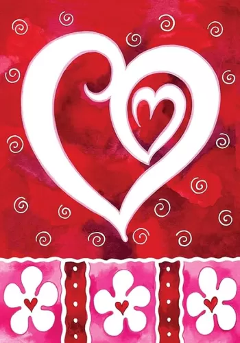 Toland Home Garden 110042 Heart & Flowers Valentine Flag 12x18 Inch Double Sided Valentine Garden Flag for Outdoor House Valentines Day Flag Yard Decoration