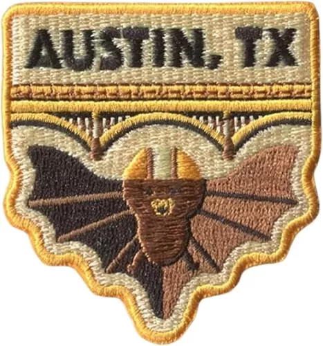 Vagabond Heart Austin Texas Iron On Patch - Austin Souvenir - Austin TX Patch - Congress Street Bridge Bats Gift - Keep Austin Weird