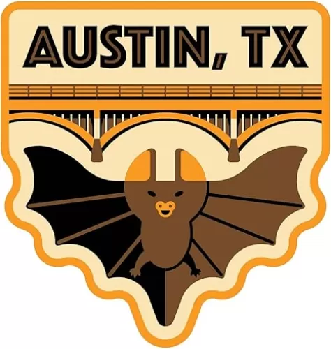 Vagabond Heart Austin Texas Souvenir PVC Refrigerator Magnet - Austin TX Fridge Magnet - Bats of Congress Street Bridge - Keep Austin Weird