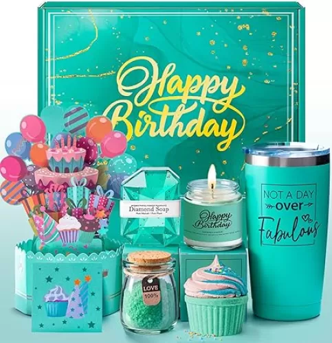 Birthday Gifts for Women, Happy Birthday Gift Basket Set for Her, Mom, Wife, Daughter, Sister, Girlfriend, Coworker, Unique Relaxing Spa Birthday Gift Idea for Women 30th, 40th, 50th, 60th