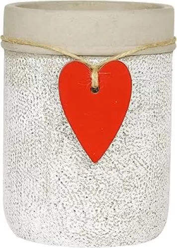 Classic Home and Garden 210027P-396 Heart Vase Planter, Whitewash