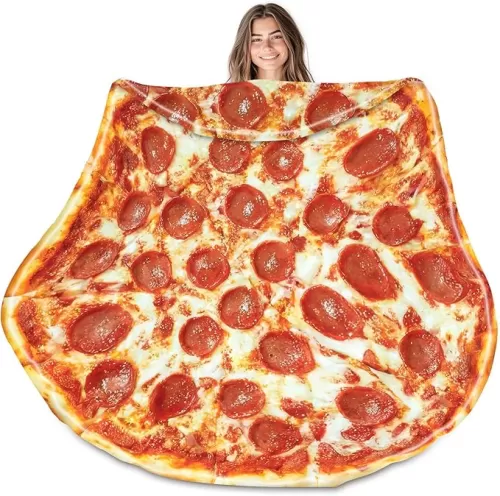 Colorful Star Pizza Blanket for Adult and Kids Novelty Food Blanket Adult Size, Double Sided Round Flannel Funny Realistic Throw Blanket for Teens Boys and Girls - Pepperoni Pizza 60 inches