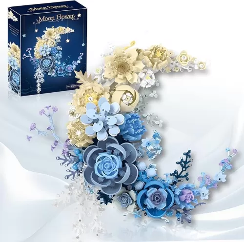 Flower Building Set Botanical Collection Set of Crescent-Shaped That for Adults or Kids Unique Décor Table or Wall Decoration, Home Décor Great Gift for Her and Him