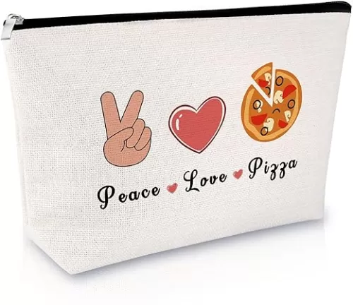 Fun Pizza Themed Cosmetic Bag - Pizza Lover Gift for Women & Foodies - Travel Toiletry Bag & Storage Pouch