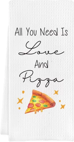 Funny Kitchen Towels, Pizza Themed Home Bathroom Decor, Funny Dishcloth Tea Towel Gifts for Pizza Lovers, Birthday Christmas Housewarming Gift Ideas for Women Friends