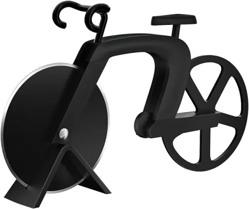 G.a HOMEFAVOR Bicycle Pizza Cutter - Stainless Steel Pizza Bike Cutting Wheel, White Elephant Gift for Pizza Lover, Funny Kitchen Gadgets, Mini Pizza Knife, Decorative, Personalized, Black