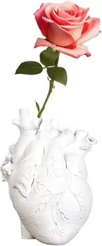 Heart-Shaped Resin Flower Vase – Nordic Modern Decorative Vase for Home, Wedding, Valentine’s Gift, Desktop, Living Room 12x16cm (White)