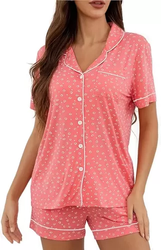 HNG Pajama Sets for Women 2 Piece PJ Sets Short Sleeve Lounge Set Fashion Sleepwear XS-3XL