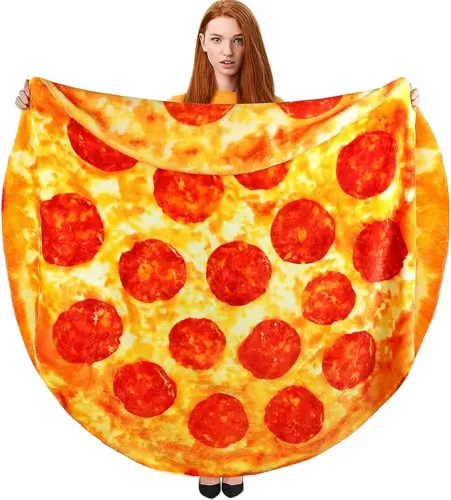 Hommtina Pizza Blanket Double Sided, Giant Tortilla Blanket, Funny Gifts for Adults Teens Kids (60 Inches)