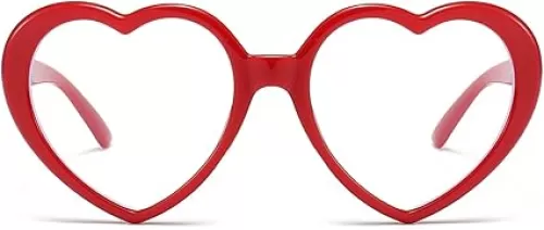 JOVAKIT Heart Blue Light Glasses for Women Vintage Fashion Red Heart Frame Glasses Computer Eyeglasses Prevent Headache