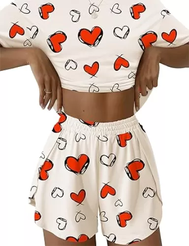 Kistore Summer 2 Piece Pajamas Sets Short Sleeve Sleepwear Pjs Lounge Split Short Sets