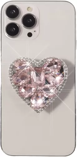 Magnetic Cute Diamond Heart Shape Design Collapsible Mobile Phone Grip & Stand Holder for Smartphone Tablet Cell Phone Accessory