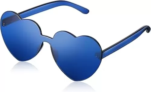 Maxdot Heart Shape Sunglasses Rimless Transparent Heart Glasses Colorful Party Favors