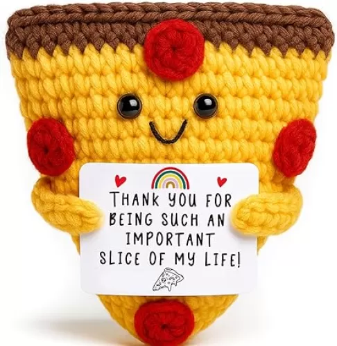 Mini Pizza Teacher Appreciation Gift Handmade Crochet Pizzas For Office Farewell Birthday Thank You Gifts For Women Men Coworker Friend Boss Teacher Pizzas Lover Funny Pizza Food Pun Gifts Ideas