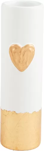 Mud Pie Painted Gold Bud Vase, Heart, 7" x 2" Dia