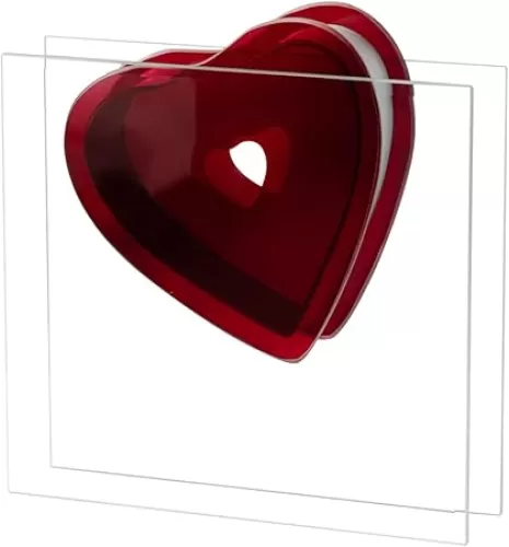 Royal Imports Flower Glass Red Heart Love Vase - Decorative Centerpiece Accent for Home Decor Living Room, Valentine