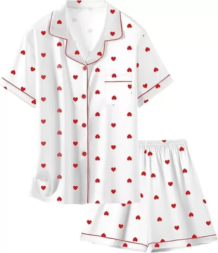 Schbbbta Girls Womens Pajamas, Satin Silky Pjs Set Kids 2Pcs Button-Down Nightwear Sleepwear Gift for Mommy and me
