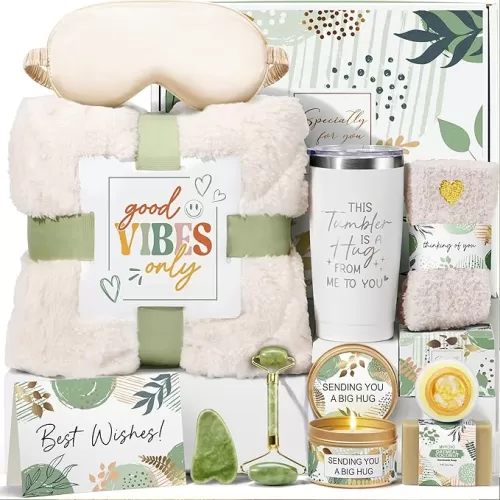 Self Care Gifts for Women Get Well Soon Gifts Basket, Birthday Gifts for Women Care Package Relaxing Spa Gifts Thinking of You Gifts w/ Blanket, Unique Mothers Day Gifts for Mom Her Friend Sister Wife