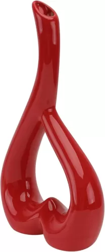 Sewroro Flower Vase Heart Shaped Ceramic Vase Statues Desktop Adornment Flower Vase Decorative Flower Container for Home Red