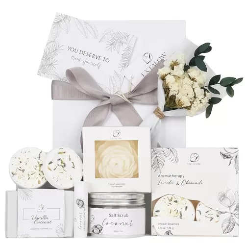 Spa Gifts for Women Bath and Body Gift Basket Mothers Day Gifts Coconut Lavender Home Spa Set Self Care Gift for Mom Sister Her Wife Birthday Gifts Spa Kit Care Package Thank You Gift