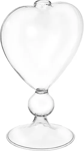 Yardwe Heart Shaped Hydroponic Glass Vase with Base - Transparent Decorative Centerpiece for DIY Micro Landscape, Home and Office Decor, 6.29x4.33x3.18 Inches