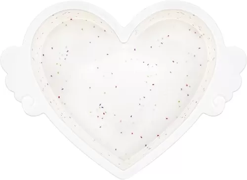 10 Inch Heart Shaped Silicone Cake Pan with Metal Reinforced Frame, Nonstick, Cream, 1 Pc