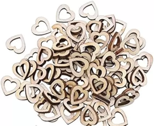 100pcs Wooden Hollow Heart Confetti Rustic Scatter Hearts Wedding Table Decoration Crafting