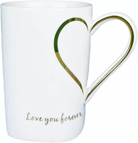 12oz Ceramic Coffee Mug Heart Coffee Mugs with Heart Handle Designed for Christmas Women Mom Men
