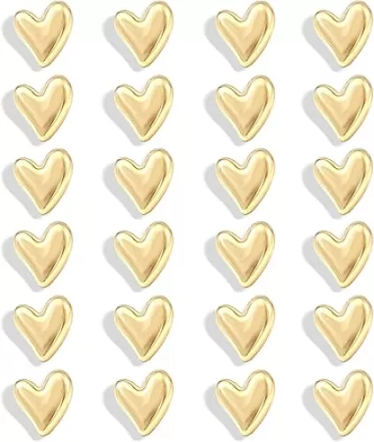 24PCS Gold Fridge Magnets Cute Love Heart Refrigerator Magnets, Decorative Magnets for Whiteboard Cabinet Locker, Lovely Fun Magnets for Classroom Home Kitchen Office