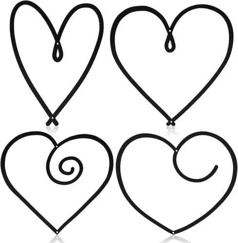 4 Pieces Heart Metal Wall Decor Love Sign Minimalist Style Hearts Black Wall Art for Bedroom Living Room Decoration
