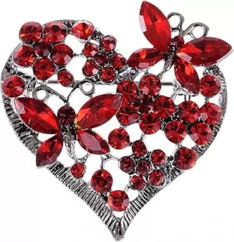 Alilang Womens Floral Silvery Tone Crystal Rhinestone Insect Butterfly Love Flower Heart Brooch Pin