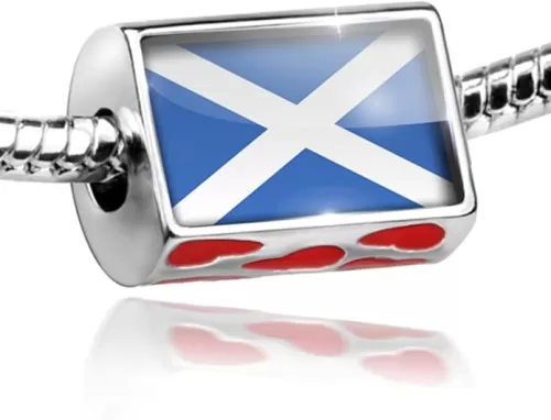 Bead with Hearts Scotland Flag Region: United Kingdom - Charm Fit All European