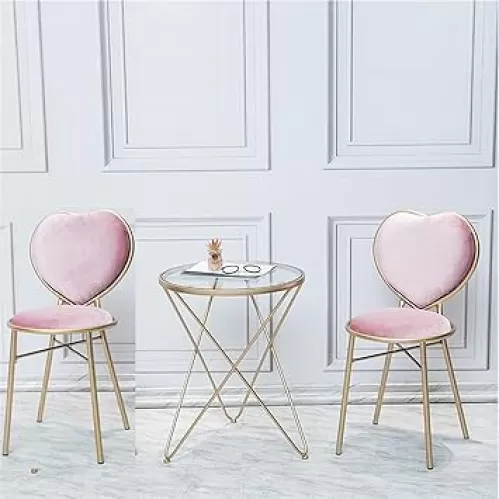 BEST&FAST Pack of 3 Modern Heart-Shaped Furniture Decor Round Side Table Side Coffee Tables and Chairs ssembly Required for Living Room Balcony Office Easy Assembl