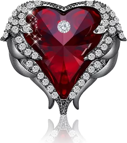 Brooches for Women Red Heart Crystal - Austrian Rhinestone Brooch Jewelry - Ladies Wedding Bouquet Brooches Pin for Birthday, Christmas, Anniversary