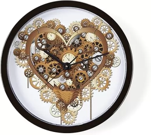 CafePress Steampunk Heart Love 10" Wall Clock for Livingroom, Kitchen, or Office