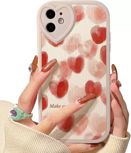 Compatible for iPhone 11 Case Cute Small Heart with Love Lens Bumper Protector for Girls Women Soft TPU Shockproof Protective Girly for iPhone 11-Small Red Heart