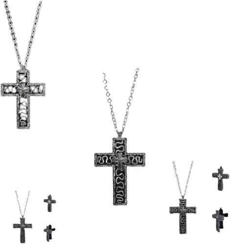 Cross Necklace with Secret Compartment, Inspired Pendant, Vintage 3D Printed Charm Necklace for Men Women, Handmade Fashion Jewelry Gift