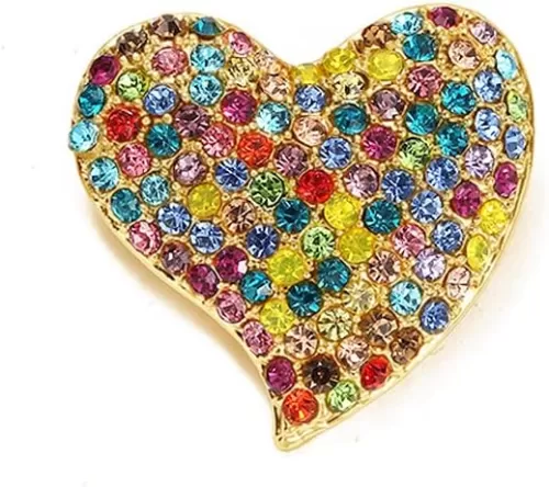 Cute CZ Heart Brooch Pin for Women Teen Girls Elegant Crystal Rhinestone Hearts Lapel Pins Dance Party Wedding Jewelry Dress Suit Clothes Accessorie for Her Wife Daughter Birthday